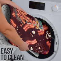International Bacon Day Bathroom Set Retro Bacon Pattern With Sizzling Skillet Graphic