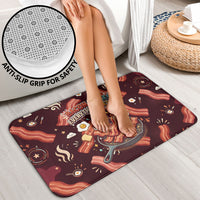 International Bacon Day Bathroom Set Retro Bacon Pattern With Sizzling Skillet Graphic