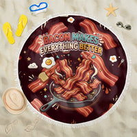 International Bacon Day Beach Blanket Retro Bacon Pattern With Sizzling Skillet Graphic