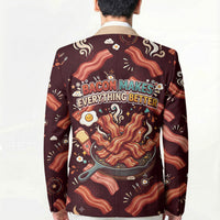 International Bacon Day Blazer Retro Bacon Pattern With Sizzling Skillet Graphic