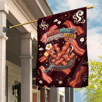 International Bacon Day Garden Flag Retro Bacon Pattern With Sizzling Skillet Graphic
