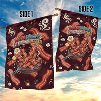 International Bacon Day Garden Flag Retro Bacon Pattern With Sizzling Skillet Graphic