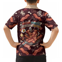 International Bacon Day Hawaiian Shirt Retro Bacon Pattern With Sizzling Skillet Graphic