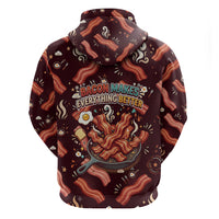 International Bacon Day Hoodie Retro Bacon Pattern With Sizzling Skillet Graphic