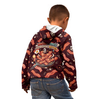 International Bacon Day Kid Hoodie Retro Bacon Pattern With Sizzling Skillet Graphic