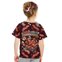 International Bacon Day Kid T Shirt Retro Bacon Pattern With Sizzling Skillet Graphic