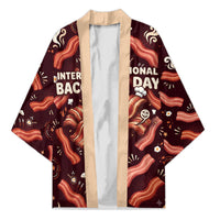 International Bacon Day Kimono Retro Bacon Pattern With Sizzling Skillet Graphic