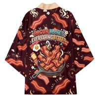International Bacon Day Kimono Retro Bacon Pattern With Sizzling Skillet Graphic