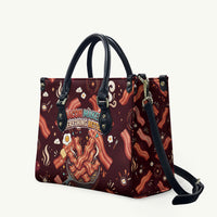 International Bacon Day Leather Bag Retro Bacon Pattern With Sizzling Skillet Graphic