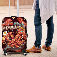 International Bacon Day Luggage Cover Retro Bacon Pattern With Sizzling Skillet Graphic