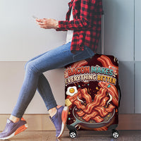 International Bacon Day Luggage Cover Retro Bacon Pattern With Sizzling Skillet Graphic