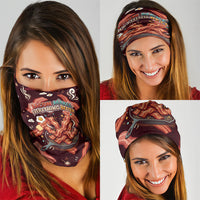 International Bacon Day Neck Gaiter Retro Bacon Pattern With Sizzling Skillet Graphic