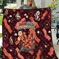 International Bacon Day Quilt Retro Bacon Pattern With Sizzling Skillet Graphic