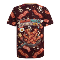 International Bacon Day Rugby Jersey Retro Bacon Pattern With Sizzling Skillet Graphic