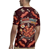 International Bacon Day Rugby Jersey Retro Bacon Pattern With Sizzling Skillet Graphic