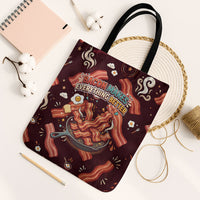 International Bacon Day Tote Bag Retro Bacon Pattern With Sizzling Skillet Graphic