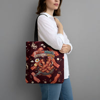 International Bacon Day Tote Bag Retro Bacon Pattern With Sizzling Skillet Graphic