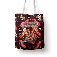 International Bacon Day Tote Bag Retro Bacon Pattern With Sizzling Skillet Graphic
