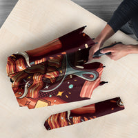International Bacon Day Umbrella Retro Bacon Pattern With Sizzling Skillet Graphic