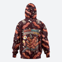International Bacon Day Zip Hoodie Retro Bacon Pattern With Sizzling Skillet Graphic