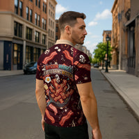 International Bacon Day Zipper Polo Shirt Retro Bacon Pattern With Sizzling Skillet Graphic