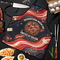 International Bacon Day United By Bacon Apron Retro Bacon Globe and Cool Bacon Mascot Graphic