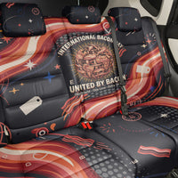 International Bacon Day United By Bacon Back Car Seat Cover Retro Bacon Globe and Cool Bacon Mascot Graphic