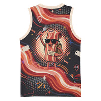 International Bacon Day United By Bacon Basketball Jersey Retro Bacon Globe and Cool Bacon Mascot Graphic
