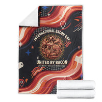 International Bacon Day United By Bacon Blanket Retro Bacon Globe and Cool Bacon Mascot Graphic