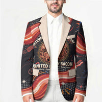 International Bacon Day United By Bacon Blazer Retro Bacon Globe and Cool Bacon Mascot Graphic