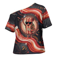 International Bacon Day United By Bacon Cross Shoulder Shirt Retro Bacon Globe and Cool Bacon Mascot Graphic