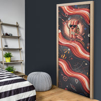 International Bacon Day United By Bacon Door Cover Retro Bacon Globe and Cool Bacon Mascot Graphic