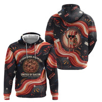 International Bacon Day United By Bacon Hoodie Retro Bacon Globe and Cool Bacon Mascot Graphic
