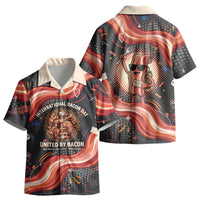 International Bacon Day United By Bacon Kid Hawaiian Shirt Retro Bacon Globe and Cool Bacon Mascot Graphic