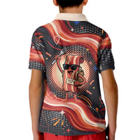 International Bacon Day United By Bacon Kid Polo Shirt Retro Bacon Globe and Cool Bacon Mascot Graphic