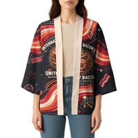 International Bacon Day United By Bacon Kimono Retro Bacon Globe and Cool Bacon Mascot Graphic