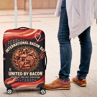 International Bacon Day United By Bacon Luggage Cover Retro Bacon Globe and Cool Bacon Mascot Graphic