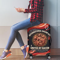 International Bacon Day United By Bacon Luggage Cover Retro Bacon Globe and Cool Bacon Mascot Graphic