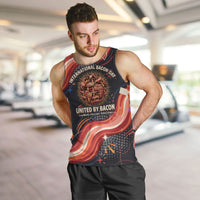 International Bacon Day United By Bacon Men Tank Top Retro Bacon Globe and Cool Bacon Mascot Graphic