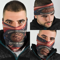 International Bacon Day United By Bacon Neck Gaiter Retro Bacon Globe and Cool Bacon Mascot Graphic