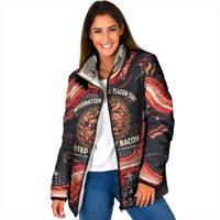International Bacon Day United By Bacon Padded Jacket Retro Bacon Globe and Cool Bacon Mascot Graphic