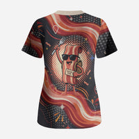 International Bacon Day United By Bacon Scrub Top Retro Bacon Globe and Cool Bacon Mascot Graphic