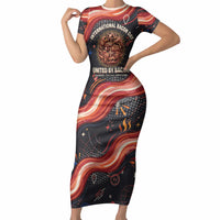 International Bacon Day United By Bacon Short Sleeve Bodycon Dress Retro Bacon Globe and Cool Bacon Mascot Graphic