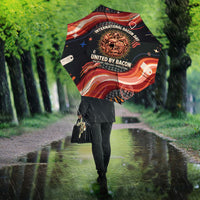 International Bacon Day United By Bacon Umbrella Retro Bacon Globe and Cool Bacon Mascot Graphic