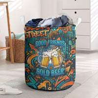 Beer Lovers Cheers To Good Times Laundry Basket Urban Graffiti Pattern With Frothy Clinking Mugs Art