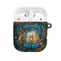 Beer Lovers Cheers To Good Times AirPods Case Urban Graffiti Pattern With Frothy Clinking Mugs Art