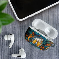 Beer Lovers Cheers To Good Times AirPods Case Urban Graffiti Pattern With Frothy Clinking Mugs Art