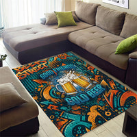 Beer Lovers Cheers To Good Times Area Rug Urban Graffiti Pattern With Frothy Clinking Mugs Art