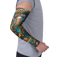 Beer Lovers Cheers To Good Times Arm Sleeves Urban Graffiti Pattern With Frothy Clinking Mugs Art