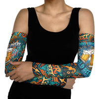 Beer Lovers Cheers To Good Times Arm Sleeves Urban Graffiti Pattern With Frothy Clinking Mugs Art